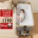 Elittile Yiletu crib multi-functional removable foldable newborn baby splicing bed sixth generation plus log gray