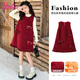 Barbie Girls Red Dress Autumn and Winter Girls Skirt Velvet Tank Top New Year Clothes New Year Clothes Girls BY007