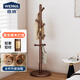 Wenna solid wood coat rack solid wood floor hanging clothes rack bedroom clothes rack walnut color round bottom