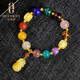 OUCERNY beeswax bracelet, amber and chicken fat yellow cheongsam pendant, southern saffron amber and blood amber multi-treasure bracelet as a Chinese Valentine's Day gift
