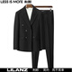LESS IS MORE Autumn and Winter Korean Slim Suit Suit Two-piece Men's Casual Light Mature Style Men's Small Suit Handsome Jacket Trendy Black XL
