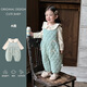 YEEHOO's new autumn and winter style baby girl's quilted overalls, stylish infant doll collar bottoming clothes, one-piece set, two-piece set, light blue overalls 73cm