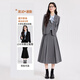 Age-reducing college style formal occasion suit skirt formal college student teaching interview speech defense suit two-piece suit four-button_black suit + blue shirt + skirt_free belt S