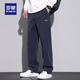 ROMON 2025 New Men's Velvet Casual Pants Loose Straight Sports Pants Men's Autumn and Winter Versatile American Pants Trend 833 Gray Velvet XL Recommended 135-155 Jin Jin equals 0.5 kg
