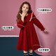 ASK JUNIOR New Year's wear, girls' skirts, winter clothes, children's lapels, velvet glitter princess skirts, performance clothes, red 140