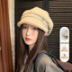 Pierre Cardin British retro fisherman hat octagonal hat women's autumn and winter warm beret plus down duck tongue Japanese ear protection versatile 8979-Coffee One size fits all 55-60 head circumference