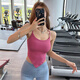 Fitness girl sexy sports bra shock-proof push-up thin strap beautiful back yoga bra outer wear Pilates vest trendy Pink Lychee S