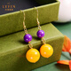 Layun Feiyin Chicken Fat Yellow Beeswax Earrings Round Earrings S925 Silver Temperament Jewelry New Chinese Elegant Earrings as Gifts Collectible Flawless Chicken Fat Yellow Earrings