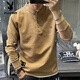 Playboy (PLAYBOY) Henry collar sweatshirt men's spring and autumn style embroidered trendy casual T-shirt long-sleeved bottoming shirt loose men's inner top black regular M