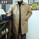 JEEP SPIRIT British yuppie mid-length Balmakken windbreaker coat cotton winter loose military style parka cotton coat men Khaki (cotton style) loose version S 140Jin Jin is equal to 0.5kg -150Jin Jin is equal to 0.5kg
