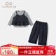 凡猎女童套装秋装2025新款儿童洋气衣服宝宝直筒裤休闲三件套春秋 灰色 80 cm