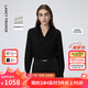 Langzi Wool V-neck Jacquard Elegant Temperament Shirt Simple and Comfortable Commuting Shirt Women 2026 Spring New Black XL