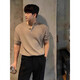 Summer Henry collar knitted short-sleeved T-shirt men's Korean style loose casual design top niche half-sleeved T-shirt black one size X2XL