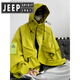 JEEP SPIRIT American Plus Size Extra Size Jacket Men's Large Size 300 Jin Jin equals 0.5 kg Hooded Jacket Spring and Autumn Workwear Functional Jacket Black Velvet M 80 to 100 Jin Jin equals 0.5 kg Can be worn