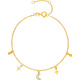 Saturday Lucky Star and Moon double color golden 18K gold bracelet birthday gift for girlfriend C0722720 16+3cm