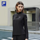 FILA official women's knitted long-sleeved shirt 2025 winter fitness sports plus velvet half-zip long T