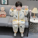 Children's One-piece Pajamas in the Wild and Wild, Autumn and Winter Flannel Thickened One-Year-Old Baby Baby Sleeping Bag, Boy's Coral Velvet Anti-Kick Quilt, Off-White 100cm
