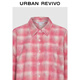 UR2025 new winter women's fashion trendy contrasting plaid raw edge cardigan shirt UYV250066