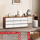 OPPEIN drawer cabinet and dresser integrated bedroom modern minimalist dressing table bedside storage cabinet dressing table corner desk new Chinese style nine-drawer cabinet + dressing table + makeup mirror + makeup stool (walnut set in white) home installation