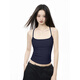 IiiamX navy blue camisole with breast pads for women 2025 summer beautiful back underwear with hot girl tops navy blue S recommended 85-100Jin Jin equals 0.5 kg