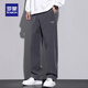 ROMON 2025 New Men's Velvet Casual Pants Loose Straight Sports Pants Men's Autumn and Winter Versatile American Pants Trend 833 Gray Velvet XL Recommended 135-155 Jin Jin equals 0.5 kg