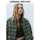UR2025 new autumn women's American retro contrast plaid long-sleeved cardigan shirt UYY250060 green plaid S