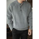 American heavyweight widened frame feeling 7 knitting henley sweater anti-wrinkle warm men's autumn and winter matte blue gray S S
