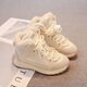 G.duck children's snow boots 2025 winter velvet girls' short boots medium and large children thickened fur shoes warm large cotton shoes beige velvet 36 inner length 22.3cm