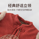 Youqi baby New Year's greeting clothes Chinese style baby jumpsuit winter clothes for men and women plus velvet quilted outing clothes one-year-old sweatshirt red New Year clothes without accessories 90cm