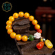 Manla Jade Pei Natural Beeswax Bracelet Female Chicken Oil Yellow Single Circle DIY Bracelet Amber Lucky Small Pixiu Beads 11mm Beeswax Beads About 11mm 13pcs