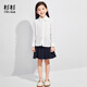 Shanshan Girls' Lace Shirt Children's White Shirt Long Sleeve Primary School Students Autumn and Winter Style Costumes for Middle and Large Children White 140