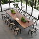 Oscarden large conference room table and chair combination, light luxury and high-end solid wood large table workbench with planter slots and embedded sockets, one table and ten chairs, 3m table + Hiroshima chairs*10