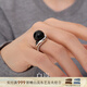 Bailan Black Agate Ring Women's Single Ring S925 Silver Light Luxurious Design Fashionable Elegant Temperament Birthday Gift for Wife S925 Silver + Black Agate