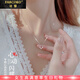 Farcoko brand geometric necklace women's silver small fresh clavicle chain fashion jewelry Valentine's Day birthday gift for girlfriend Diamond geometric necklace-O-shaped chain - exquisite high-end gift box