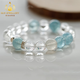 Bailuoqi Brazilian Aquamarine White Crystal Bracelet Single Circle Bracelet Sea Blue Jewelry Gift Beads 8mm