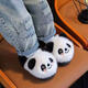Bangboshi Children's Cotton Slippers with Heel Winter Men's and Women's Panda Plush Warm and Non-Slip Cute Home Parent-Child Baby Cotton Shoes Black Upgraded Heel 28-29 Sizes
