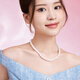 Saturday Fu S925 silver pearl necklace birthday gift for mother, flat round 8.3-9.3mm 45cm