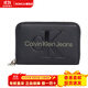 Calvin Klein Letter Logo Zip Closure PU Wallet Women's Black with Dark Juniper Black with Dark Juniper