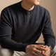 Deer King Ordos City 8% Mountain 92 Sheep Wool Autumn and Winter One Button Henley Collar Sweater Men's Round Neck Soft Waxy Hand Dark Gray XL (115) (135-150Jin Jin is equal to 0.5 kg)