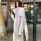 Fat Donglai's same style warm winter thickened scarf soft waxy white purple mohair winter scarf for girls thickened Yunshu plaid