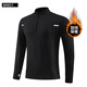 Bimax fitness clothing men's autumn and winter half-zip quick-drying clothing sports training sports T-shirt long-sleeved running and cycling clothing 857 black warm plus velvet L