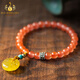 Bailuoqi Liangshan Cherry Red South Red Agate Single Circle Buddha Bead Bracelet Wenwan Beeswax Peace Buckle Women's Bracelet South Red Beads 6mm