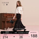 Sancai 2025 winter new velvet skirt elastic waist A-line skirt long skirt elegant temperament M