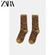 ZARA2025 Winter New Women's Animal Print Jacquard Socks 3739002 051 Official Authentic Leopard Print M L (28-30 c)