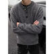 Jiaojing old money Henry collar sweater American cleanfit gray Henry collar sweater men's autumn and winter style lazy old money dark gray M