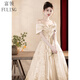 Fuling Art Examination Dress Music Student Piano Performance Evening Dress Evening Dress Women Light Luxury Niche High-End Beautiful Coming-of-Age Ceremony Green Champagne Gold Long Version