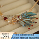 Shijun (SHIJUN) wedding golden phoenix hairpin, imitation velvet flower, ancient style filigree hairpin, new Chinese style cool Song Guanfeng hairpin dress cheongsam, the same reverse side can be used on the left and right