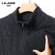 Lilang 520g thickened pure wool sweater men's half-high zipper collar jacquard sweater middle-aged dad wear thick woolen needle medium gray thickened 4XL (190)