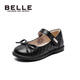Belle Children's Shoes Girls' Black Leather Shoes Spring and Autumn Soft Sole Children's Student Shoes Middle Children's Performance Shoes Single Shoes Black 30