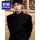 Luo Meng New Chinese Men's Suit Men's High-end Spring and Autumn Stand-up Collar Shoulder Pad Jacket Mao Suit Tang Suit Casual Wear Suit Black Mao Suit S